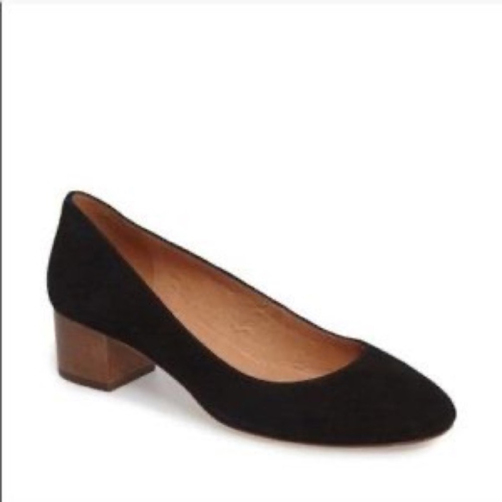 Madewell Black Suede Block Heel Pumps